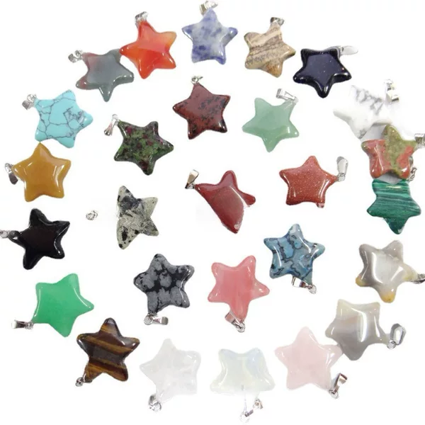 Cross-border electricity supplier for natural stone crystal agate stone pentagram pendant necklace accessories jewelry Star Pendant