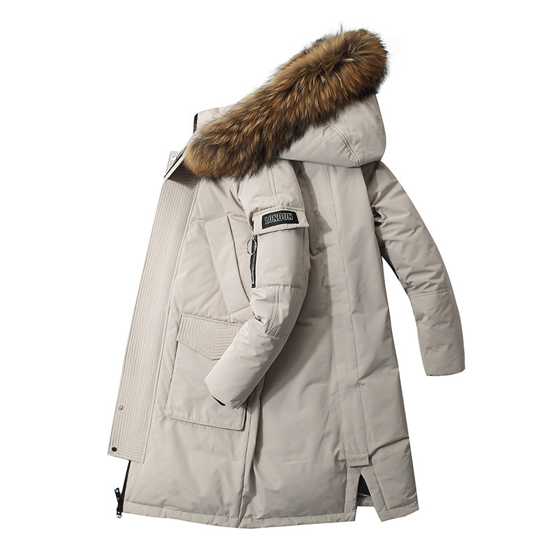 Men's Down Jacket Winter Mid Length With Fleece Collar Warm Coat_voghion.com