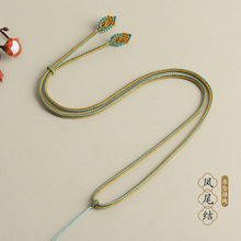 可调节手工文玩玉佩吊坠挂绳民族风双色凤尾结项链绳男女款厂家直