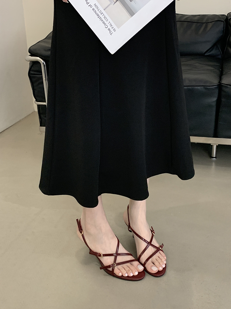 Women's Heeled Sandals Solid Colour Open Toe High Heel Shoes_voghion.com