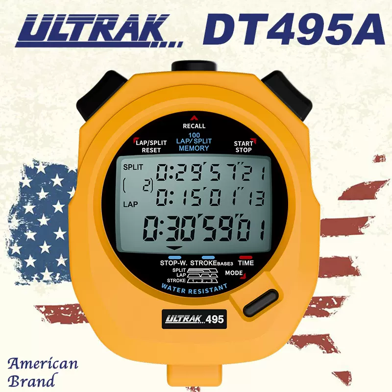 可定制-电子秒表DT495A定尔志ULTRAK奥赛克100道3排显示计时器田