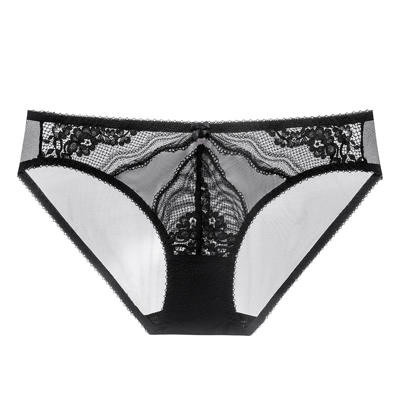 Encaje transfronterizo europeo y americano damas francés sexy puro deseo calzoncillos de cintura baja malla transpirable pantalones nuevos ultrafinos