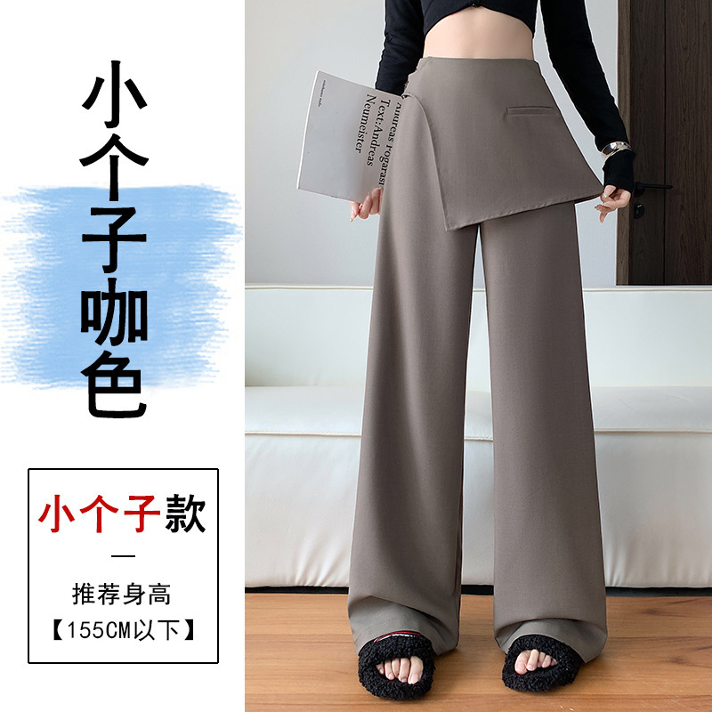 假两件设计感西装阔腿裤女秋季新款屁帘高腰遮胯显瘦休闲直筒裤子|undefined