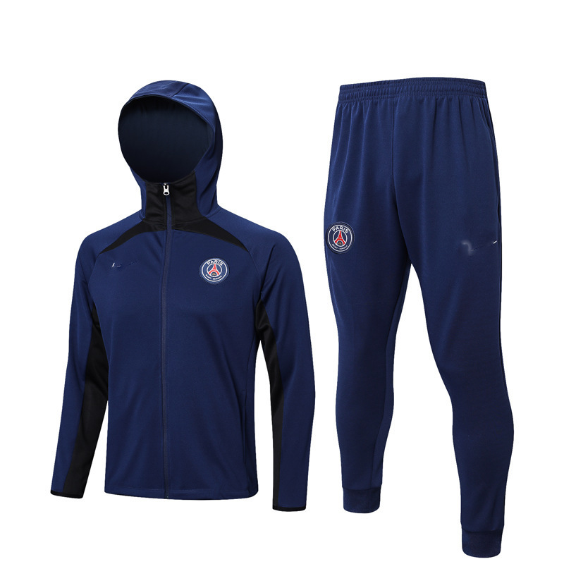 Paris Real Madrid Juve AC Milan Marseille Inter Adult Jacket Hooded Autumn and Winter Long Pull Coat Football Training Suit