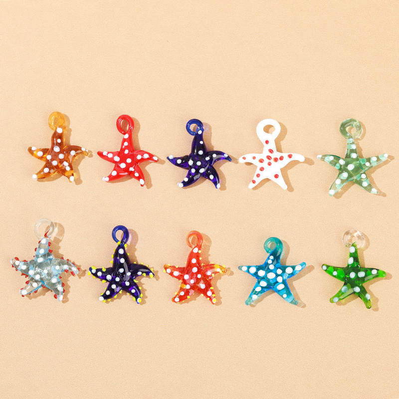 5g Weight Pendant Jewelry Making Type 1 Piece Glass Starfish DIY Jewelry Accessories Pendant