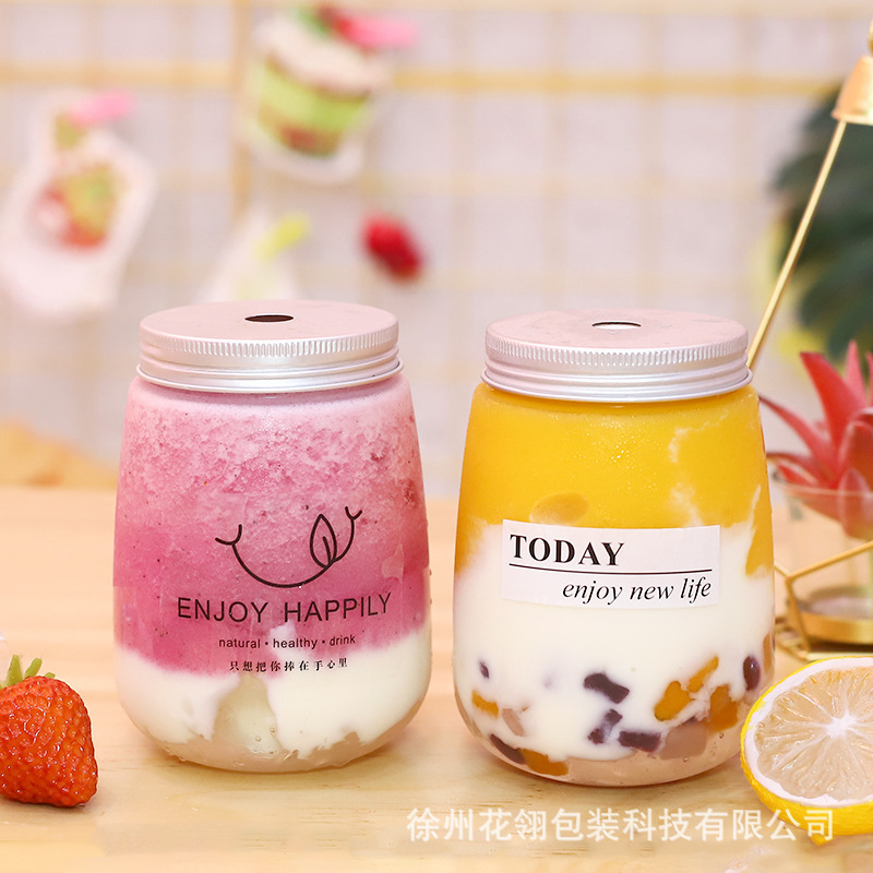 Venta directa de botellas transparentes para té con leche, vasos desechables de plástico PET en forma de U, aptos para alimentos, para llevar, para jugo y té con leche.