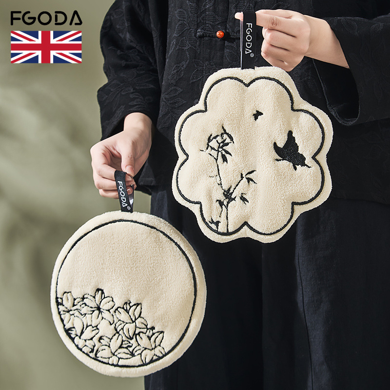 New Chinese Style Hand Towel High Color Value Kitchen Bathroom Hangable Small Towel Super Absorbent Thickened Cute Handkerchief