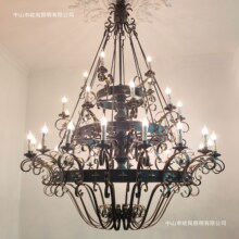 美式复古客厅大吊灯别墅挑高楼梯灯饰法式复式楼古堡经典仿古灯具