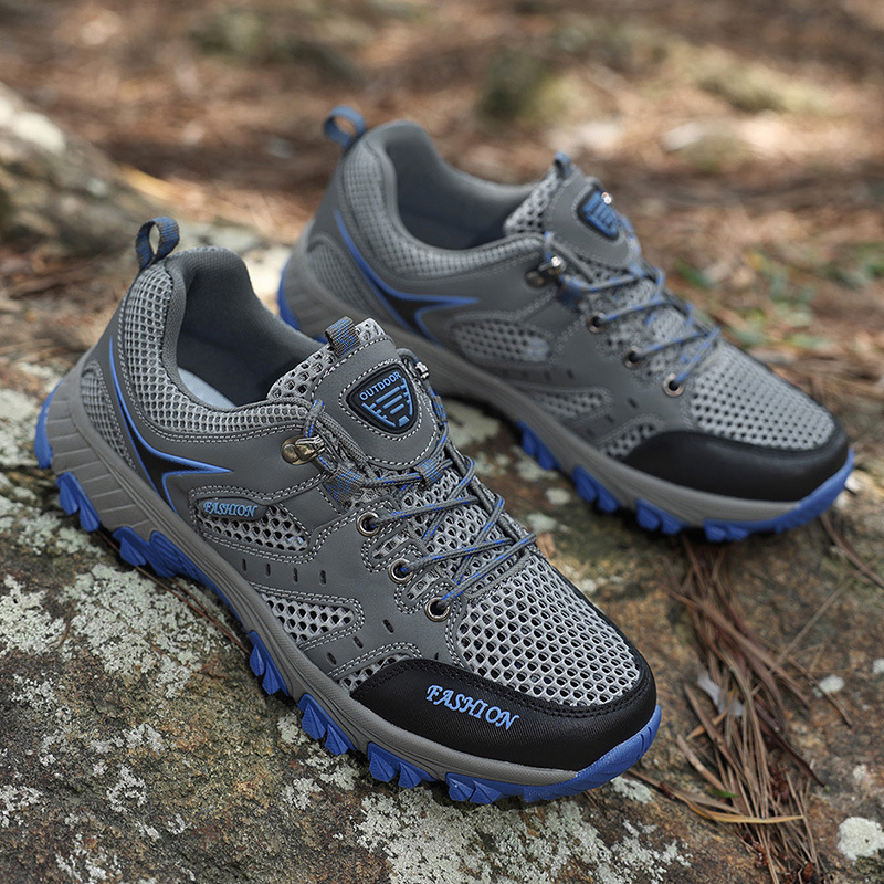 2024 Spring and Summer New Large Size Sports Shoes Mesh Shoes Men's Breathable Outdoor Hiking Shoes Travel Shoes