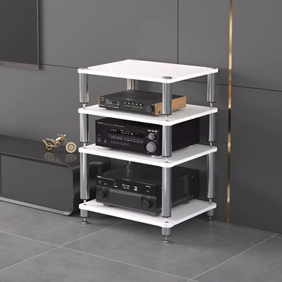 Amplifier Stand, Audio Cabinet, Audio-Visual | Electric car big tripod - four-tiered-white-display-stand