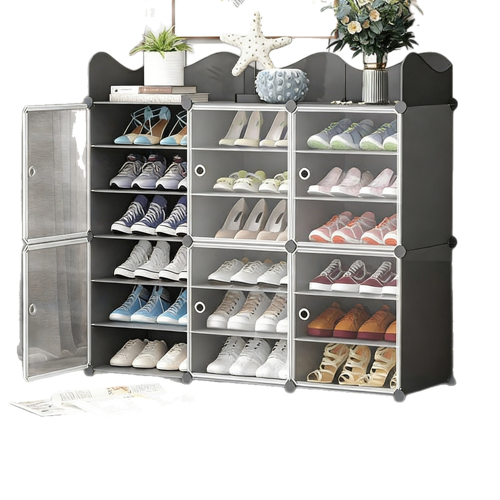 Estante de zapatos simple puerta doméstica multicapa de almacenamiento a prueba de polvo interior nuevo tipo 2026 alquiler transparente gabinete de zapatos de plástico
