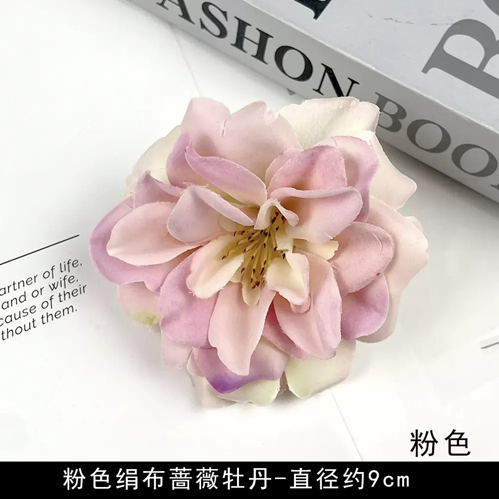 Flores artificiales flores rosadas bricolaje accesorios hechos a mano tocado de estilo antiguo accesorios de material de flor de horquilla arreglos florales de pared de flores de boda