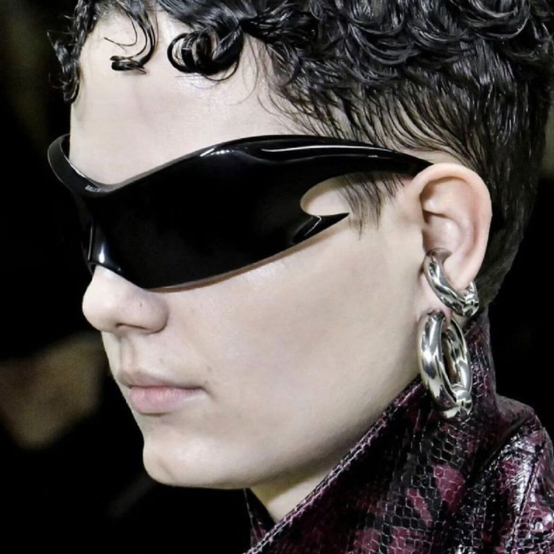 Oversized One-Piece Sunglasses Rimless Y2K Sports 2023 New European and American Sunglasses Colorful Cycling Sunglasses Trend