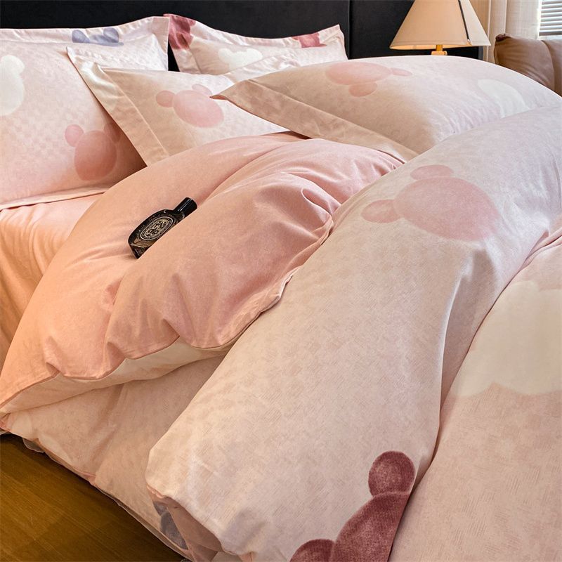 Blue rice - miaomiaow house + pink (thick pure cotton brushed/sleeping naked grade)