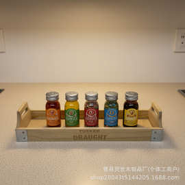 跨境木质桌面收纳盒厨房台面调味罐香料整理盒玄关香薰蜡烛置物架