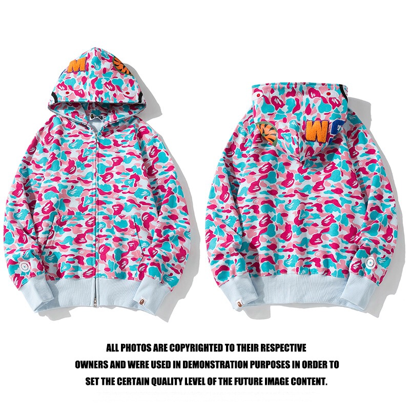 Foreign trade wholesale trendy brand BAPE Miami city limited edition multi-color camouflage shark hoodie jacket Foreign trade wholesale trendy brand BAPE Miami city limited edition multi-color camouflage shark hoodie jacket