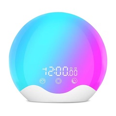 跨境新款贝壳双面发光模拟日出唤醒灯 LED电子闹钟灯七彩床头夜灯