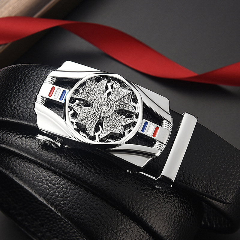 High-End Time-To-Turning Belt Men's Student Automatic Buckle Belt Young and Middle-Aged Trouser Belt New Jeans Belt Popular