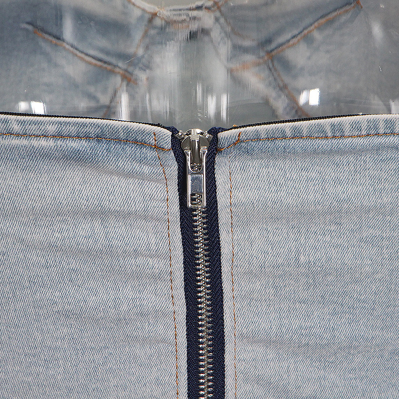 Sexy Pants Set Summer Tube Top Washed Blue Vest High Waist Long Wide Leg Jeans Women