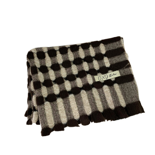 New plaid scarf for women in autumn and winter Korean style high-end versatile student scarf thickened warm shawl trend