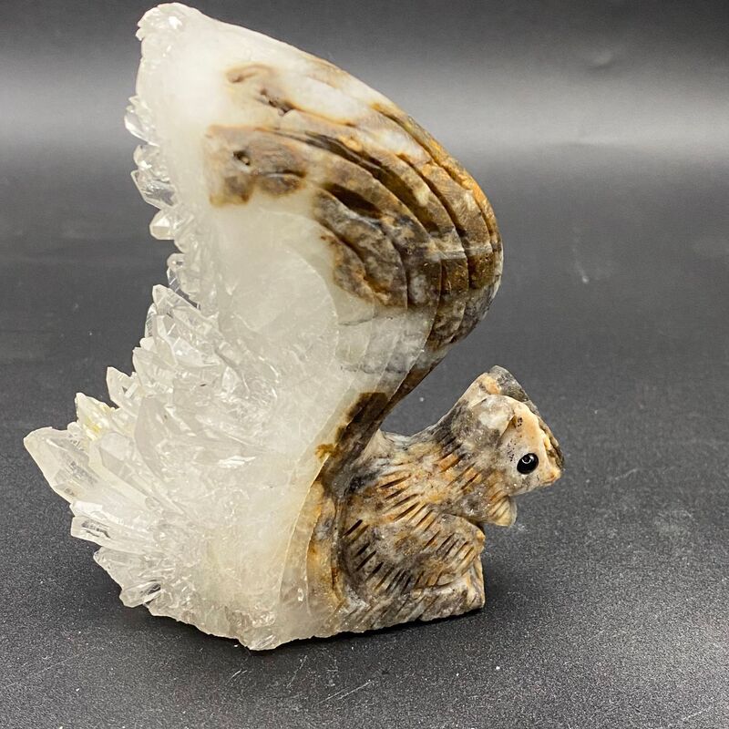 天然白水晶簇小松鼠手工雕刻件桌面摆件小摆件装饰摆件 图 7