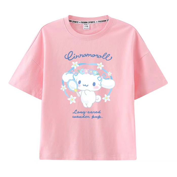 Kulomi Mereti Camiseta de manga corta para niñas 2025 Verano Yugui Dog Co-marca dulce ropa casual de algodón para niños