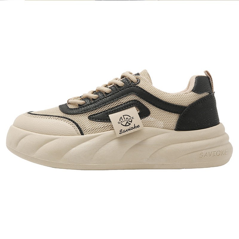 Zapatos de mujer 2025 nuevos zapatos blancos de suela gruesa de verano delgados y ligeros con suela suave de malla transpirable zapatos de red deportivos casuales