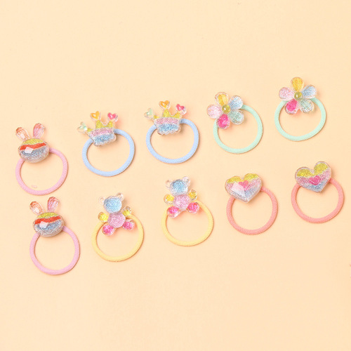 Cute Crown Flower Hair Tie for Kids, Non-Damaging, Cartoon Baby Girls Hairband, Loving Butterfly Knot Hair Accessory