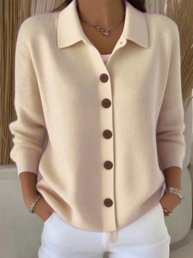 2025 Europa y los Estados Unidos botones de punto con solapa suéter cardigan abrigo otoño y invierno nuevo transfronterizo de moda casual de color sólido ropa de mujer image 3
