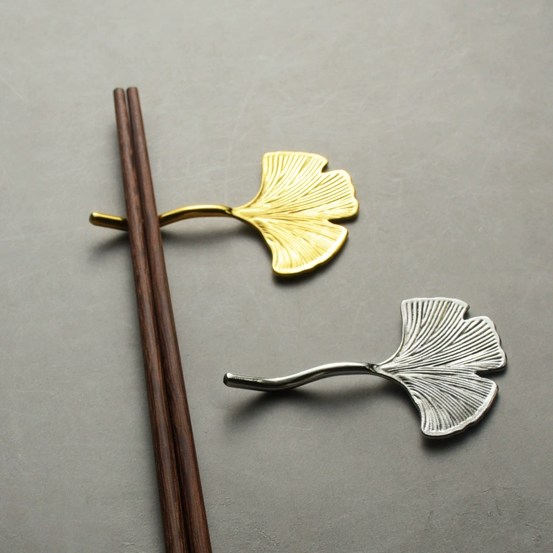 Креативная стойка для палочек для еды гинкго билоба держатель для палочек для еды 304 из нержавеющей стали золотой розовой золотой держатель для палочек для еды подставка для палочек для еды отель подушка для палочек для еды