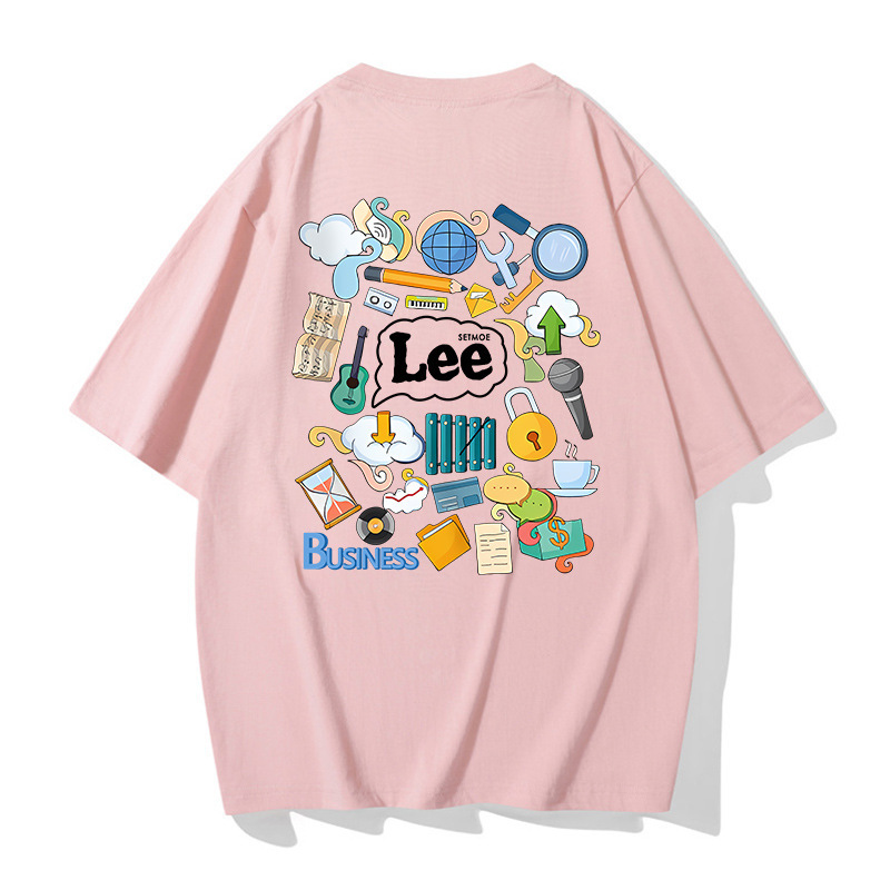 Lee&mitoo トレンディなブランドライトラグジュアリー 2025 夏ヘビーウェイトコットン Tシャツメンズファッション多用途男性と女性のルーズ半袖|undefined
