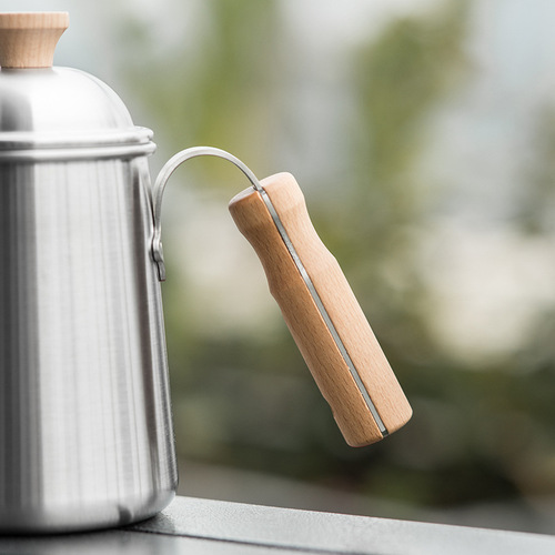 Hand brewed coffee pot stainless steel folding drip filter cup set fine mouth pot outdoor hand brewed camping coffee pot equipment
