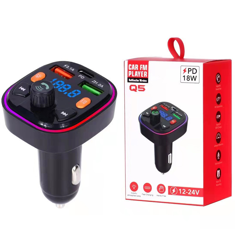 Reproductor MP3 Bluetooth para coche FM X8, cuidadosamente seleccionado, para comercio electrónico transfronterizo, con llamadas manos libres, transmisión de voz y carga rápida PD.