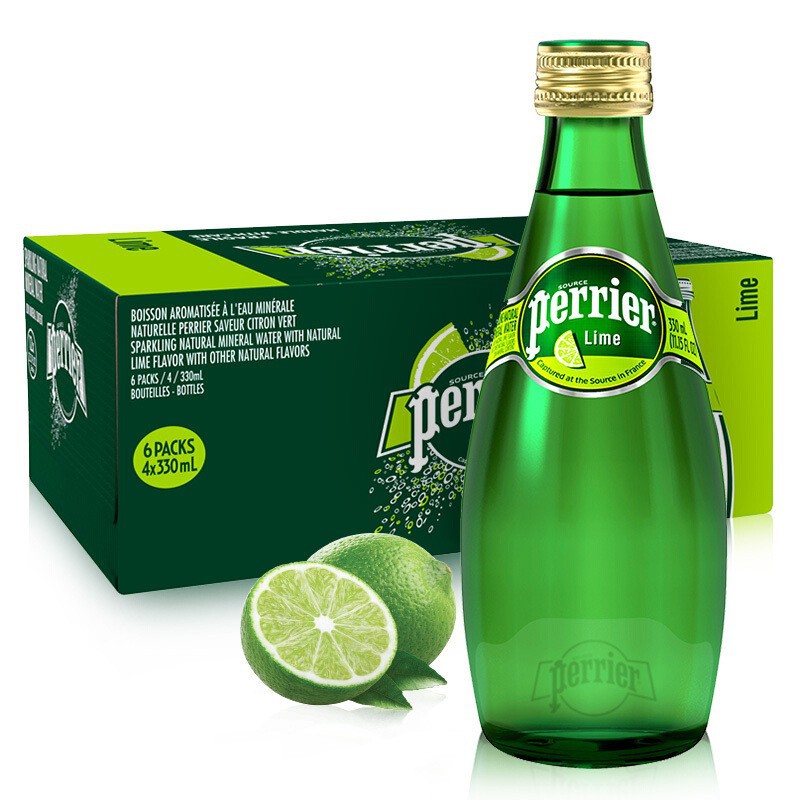 法国原装进口Perrier巴黎水 青柠味 柠檬味 原味330ml*24整箱批发