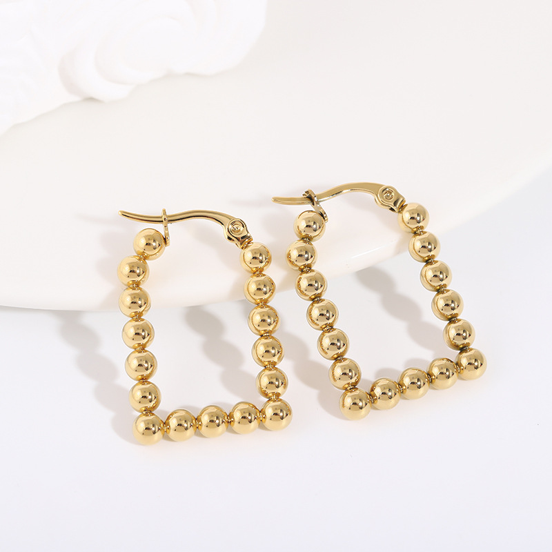 1 Pair Basic Retro Geometric Plating 201 Stainless Steel Gold Plated Earrings display picture 10