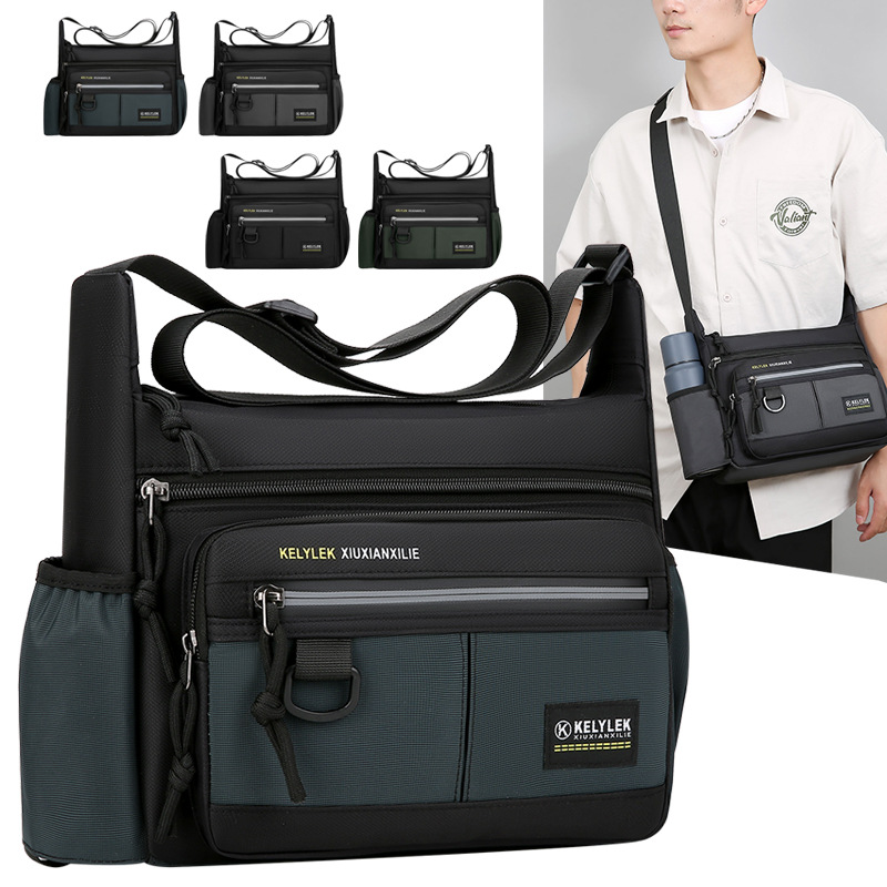 Comercio exterior nuevo tipo de bolso de hombro casual para hombres, multifunción, alta capacidad, moda, taza de agua al aire libre, bolso de hombro para hombres