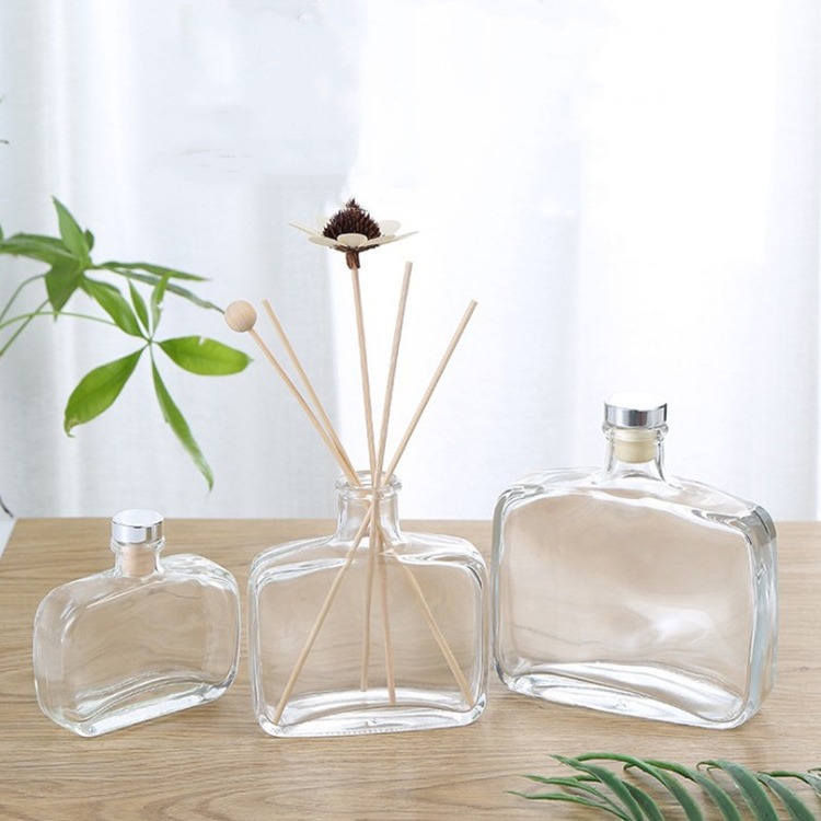 厂家现货扁形香薰瓶100ml无火香薰瓶藤条干花家居酒店卫生间车载