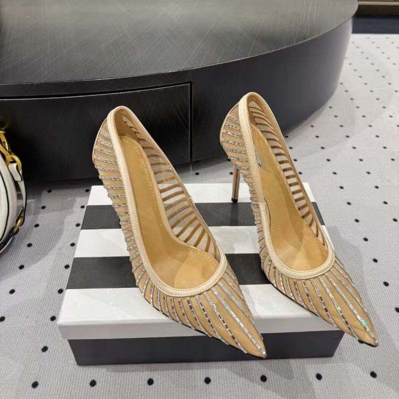 Light Luxury Niche Retro 2025 Summer New Women's Fashion Shoes, Foreign Trade Cross-Border Designer Shoes with Sparkling Rhinestones