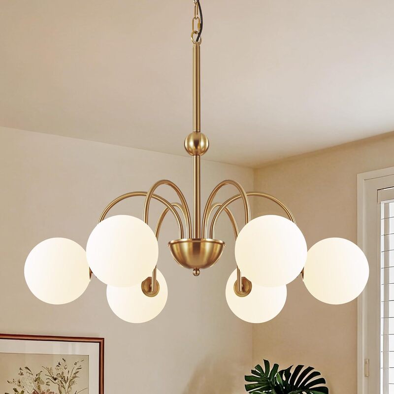 Exclusively for cross-border sales, modern farmhouse chandelier with medieval milk glass balls, suitable for kitchen island, living room, and bedroom