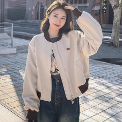 棒球服外套女2025年秋季新款美式街头小个子短款百搭休闲撞色夹克