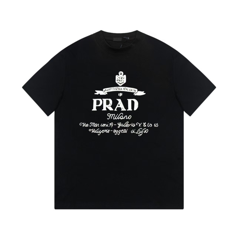 クロスボーダー 2025 夏のトレンドブランド P ファミリー新レタープリントラウンドネック Tシャツカジュアルファッショントレンド半袖男性と女性|undefined