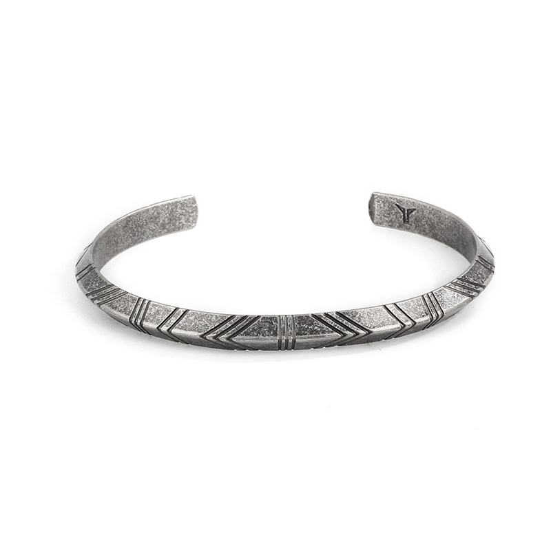 Pulsera de titanio de acero de los hombres Pulsera abierta simple europea y americana Triángulo de las mujeres rombo línea geométrica pulsera de la marca de moda joyería