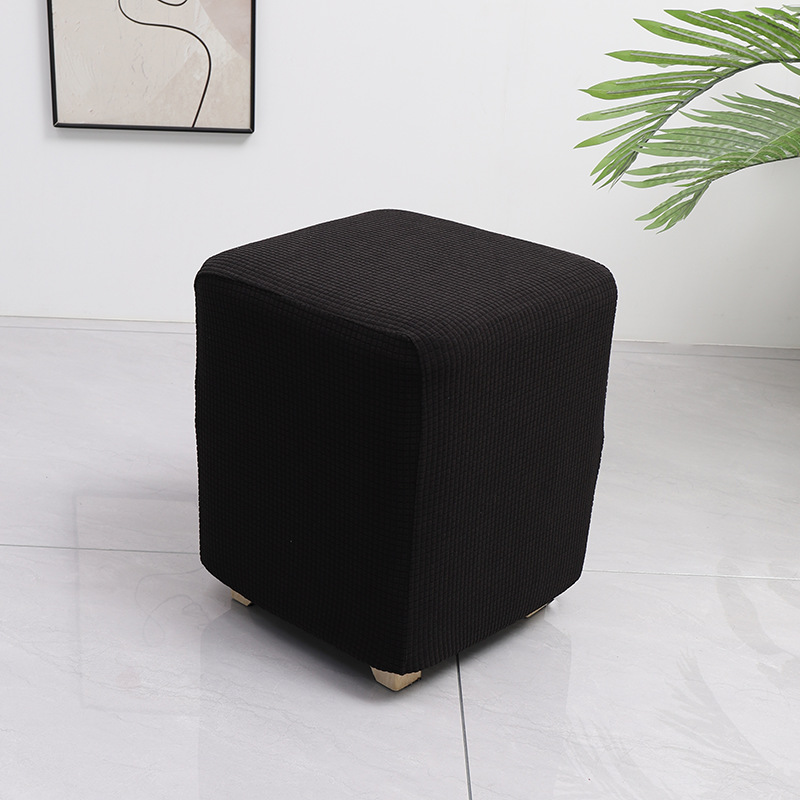 Grenzüberschreitender elastischer wasserdichter Waffelmais-Quadrat-Hocker-Bezug Staubschutz Haus Sofa All-Inclusive niedriger Hocker-Überzug