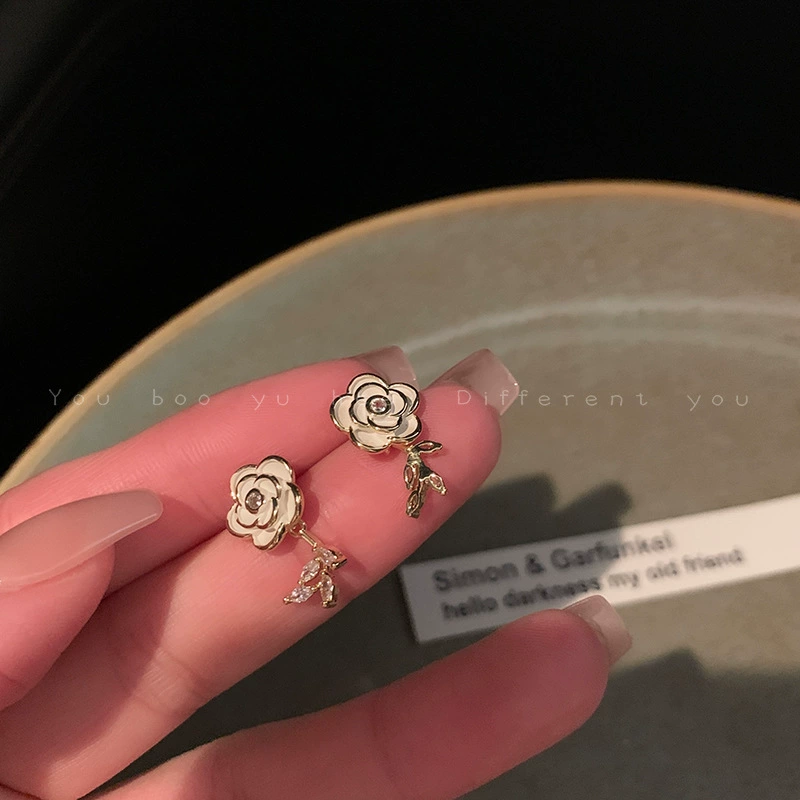 Горний чай? нет. "Mountain tea, demi-season small design earrings, flowered, high-end, light luxury style"