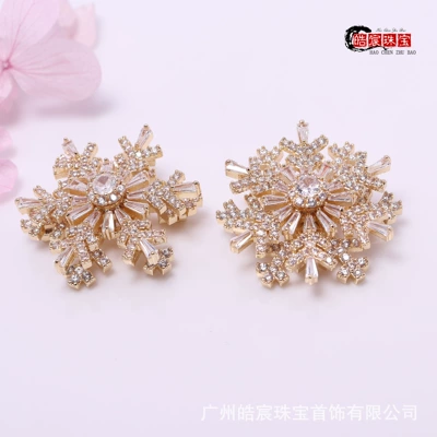 14K Gold Color-Preserving Rotating Full Diamond Snowflake Zircon Fortune-Turning Crystal DIY Bracelet Spacer Bead Jewelry Accessories (Zərgərlik ara hissələri) - 14k-gold-large-3113mm-rotating-snowflake