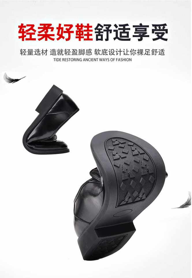 Giày da công sở nam mũi nhọn cổ thấp kiểu xỏ chân, đế cao su chống trượt, form rộng size lớn — S2115 màu đen chi tiết 6