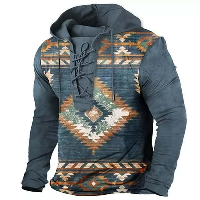 Comercio exterior transfronterizo 2023 hombres retro con cordones con capucha camiseta otoño e invierno nuevo casual Top Sudadera con capucha de los hombres