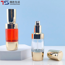 新款30ml雪花秀玻璃瓶 粉底液电镀泵罩瓶 高档乳液化妆品瓶子