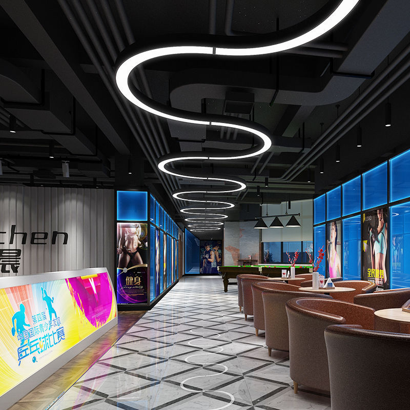 LEDSemicircle Ring Chandelier Gym Internet Cafe Shopping Mall Corridor Aisle Industrial Style Round Arc Shape Lamps