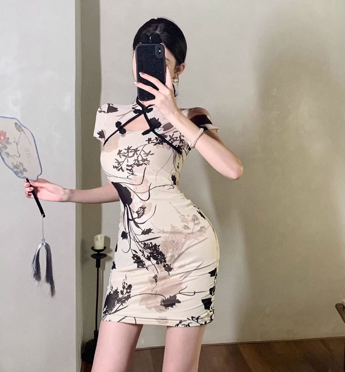 Fashion Simple Qipao Young Girls, High-end Retro Print, Waist-cinching Slimming Improved Chinese-style Dress For Women_ecoleips.com